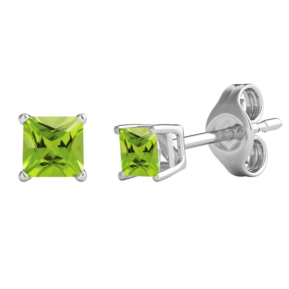 Sterling Silver 2.20Cttw Natural Peridot Stud Earrings