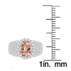 Sterling Silver 2.25ct Morganite and Natural White Topaz Halo Ring