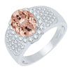 Sterling Silver 2.25ct Morganite and Natural White Topaz Halo Ring