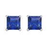 Sterling Silver 2.50CT Blue Sapphire Square Stud Earrings