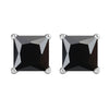 Sterling Silver 2.75Ct Natural Black Spinel Square Stud Earrings