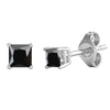 Sterling Silver 2.75Ct Natural Black Spinel Square Stud Earrings