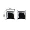 Sterling Silver 2.75Ct Natural Black Spinel Square Stud Earrings