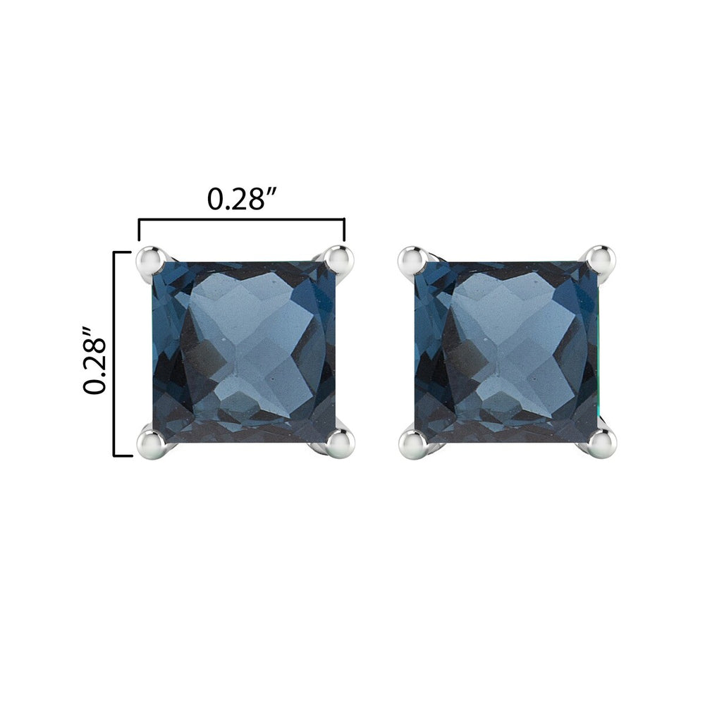 Sterling Silver 2.75Ct Natural London Blue Topaz Stud Earrings