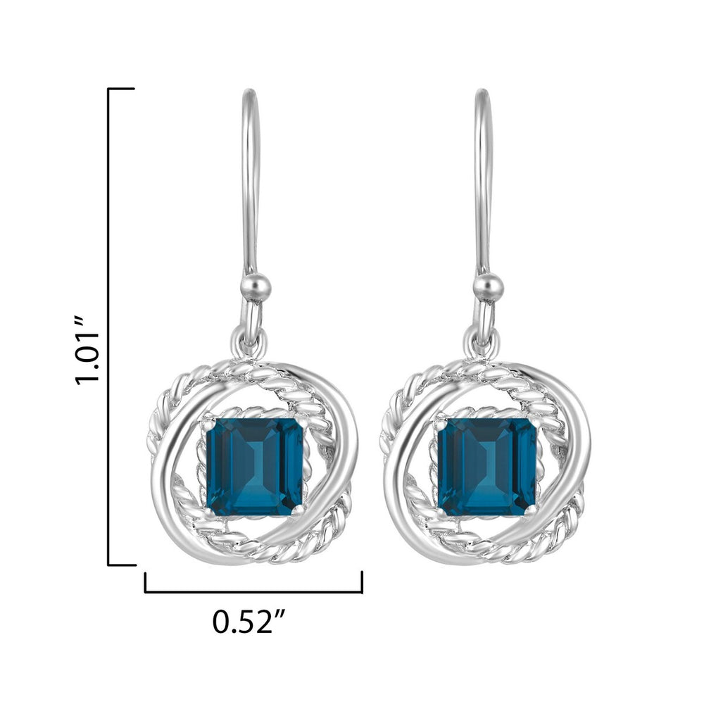 Sterling Silver 2.80Ct Natural London Blue Topaz Twisted Wire Earrings