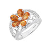 Sterling Silver 3.00Ct Natural Citrine and White Zircon Flower Ring