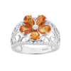 Sterling Silver 3.00Ct Natural Citrine and White Zircon Flower Ring