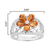 Sterling Silver 3.00Ct Natural Citrine and White Zircon Flower Ring