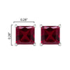 Sterling Silver 3.00ct Ruby Square Stud Earrings