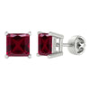 Sterling Silver 3.00ct Ruby Square Stud Earrings