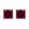 Sterling Silver 3.00ct Ruby Square Stud Earrings