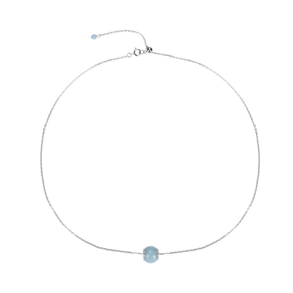 Sterling Silver 3.10Ct Aquamarine Single Bead Necklace