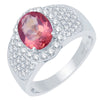 Sterling Silver 3.40Ct Pink Topaz and Natural White Topaz Halo Ring