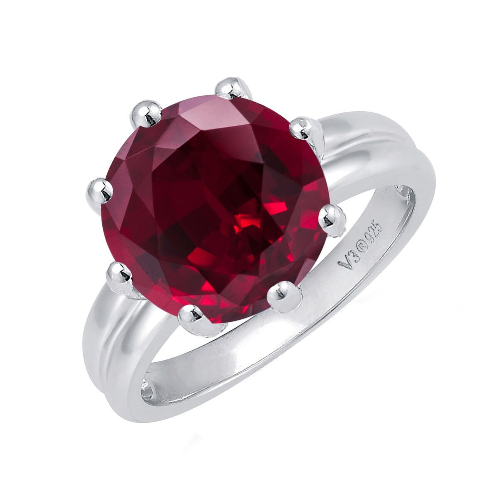 Sterling Silver 4 CT Ruby Solitaire Ring