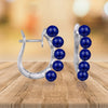 Sterling Silver 4.20Ct Lapis Lazuli Hoop Earrings