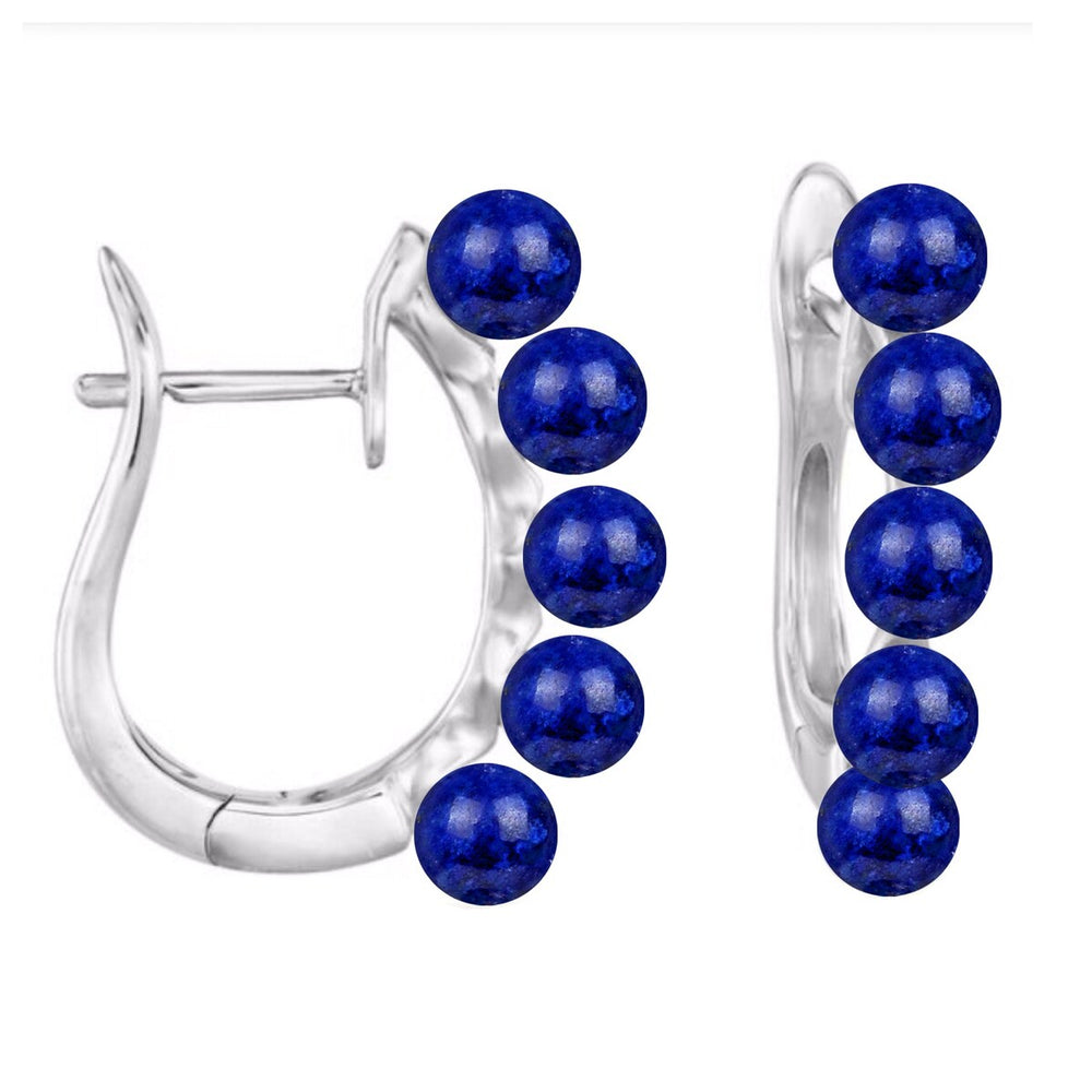 Sterling Silver 4.20Ct Lapis Lazuli Hoop Earrings