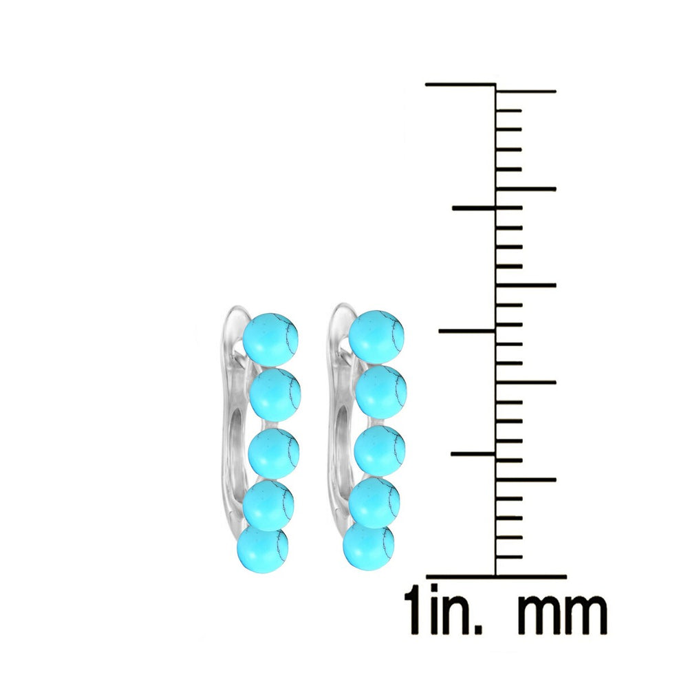 Sterling Silver 5MM Turquoise Hoop Earrings