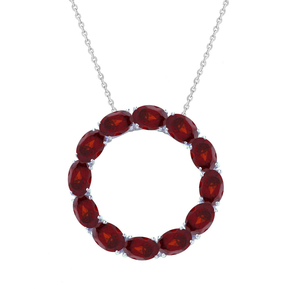 Sterling Silver 7.90Ct Natural Garnet Circle Pendant