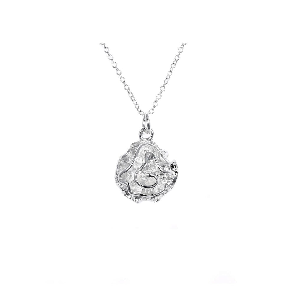 Sterling Silver Abstract Flower Pendant Necklace - White