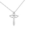 Sterling Silver Angel Wing Cross Pendant Necklace - White