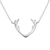 Sterling Silver Antlers Pendant Necklace - White