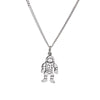 Sterling Silver Astronaut Pendant Necklace - White