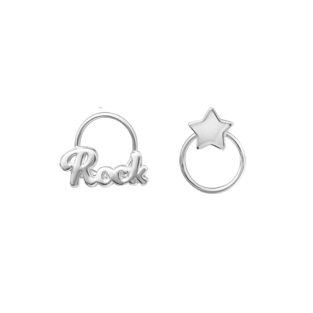 Sterling Silver Asymmetrical Rock Star Stud Earrings