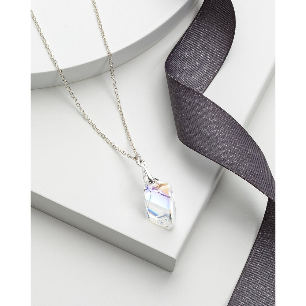 Sterling Silver Aurora Borealis Swarovski Crystal Pendant Necklace