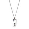 Sterling Silver Baby Footprint Rectangular Pendant Necklace - White