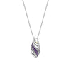 Sterling Silver Bali Filigree Artisan Oval Drop Pendant Necklace with Amethyst Gemstones