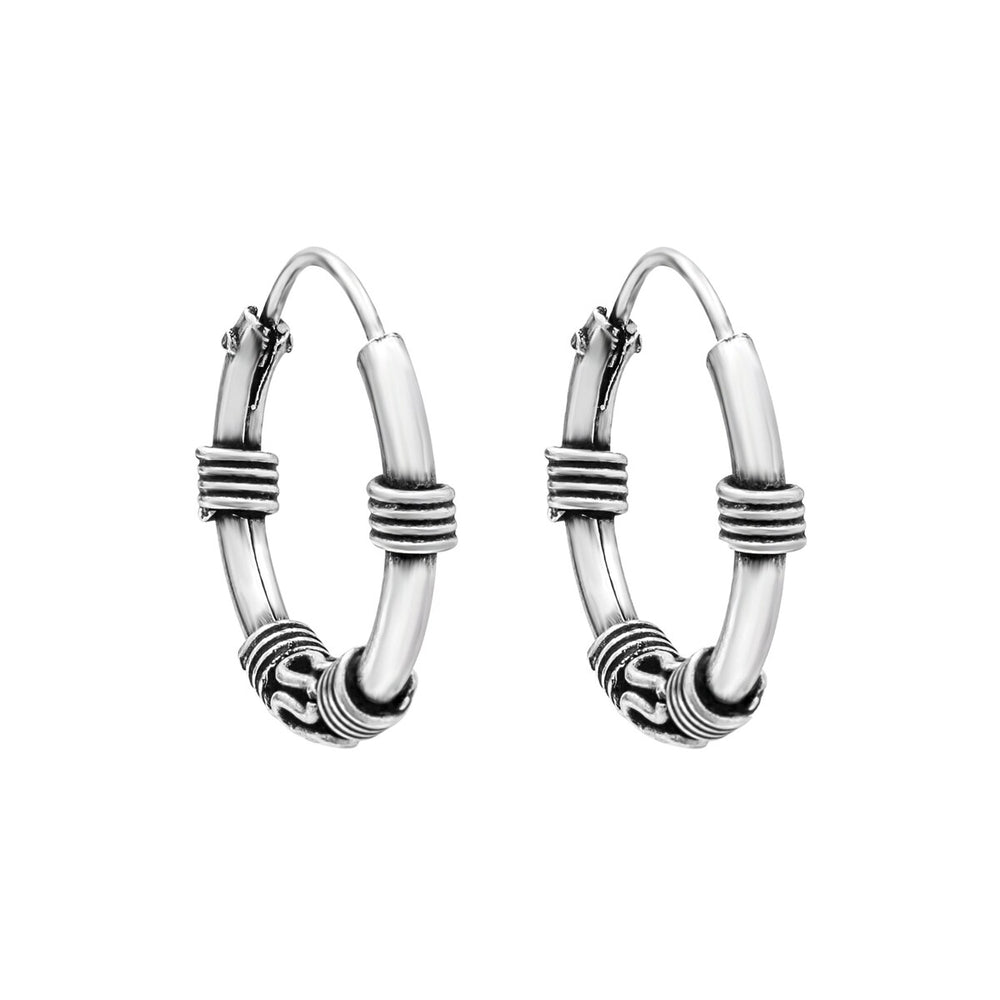 Sterling Silver Bali Hoop Earrings