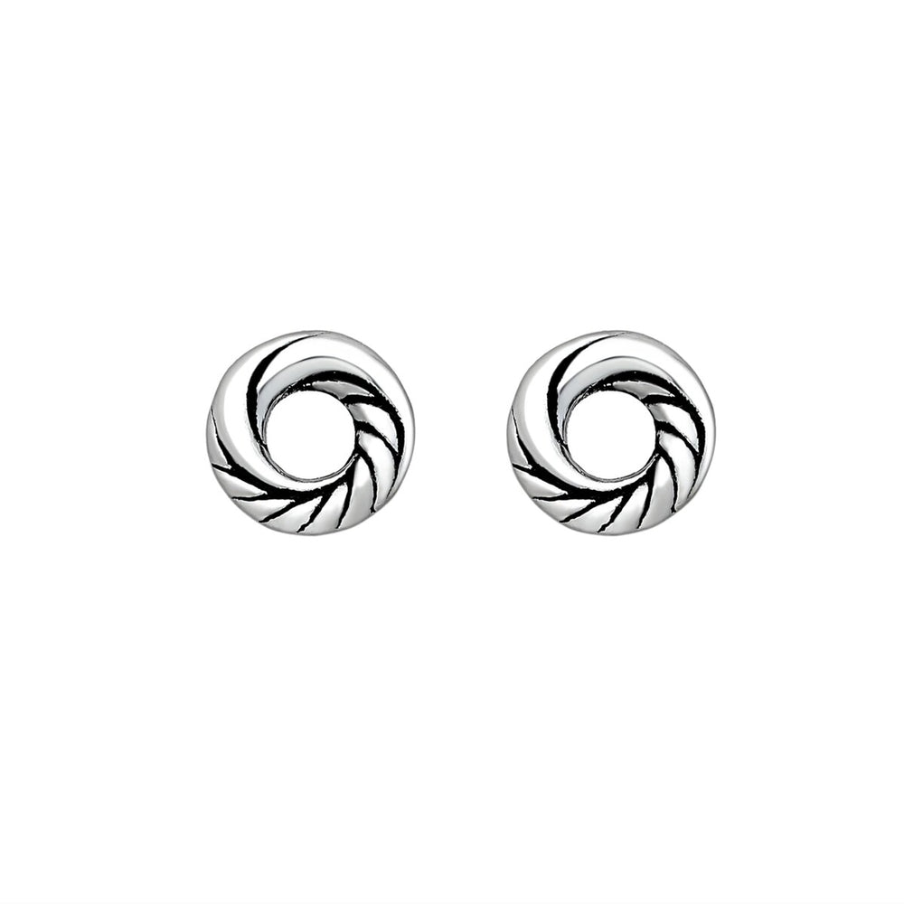 Sterling Silver Bali Open Circle Stud Earrings