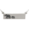 Sterling Silver Bar Mom and Baby Elephant Pendant