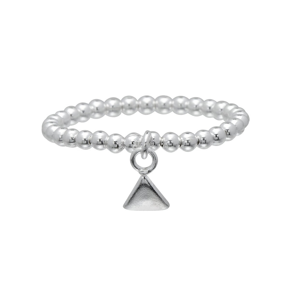 Sterling Silver Beaded Triangle Charm Ring