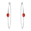 Sterling Silver Big Hoop A Drop of Red Reconstucted Coral