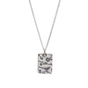 Sterling Silver Bird On Tree Branch Rectangular Pendant Necklace - White