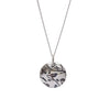 Sterling Silver Bird On Tree Branch Round Pendant Necklace - White