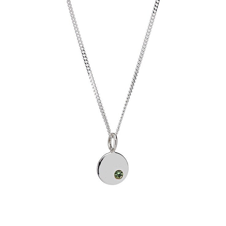 Sterling Silver Birthstone Round Pendant Necklace