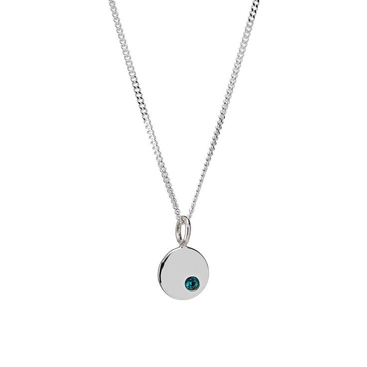 Sterling Silver Birthstone Round Pendant Necklace