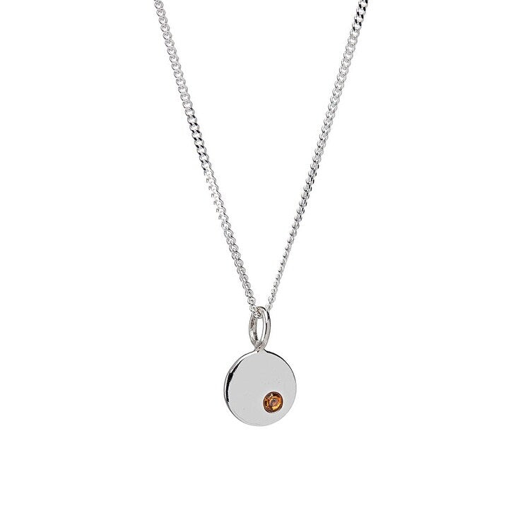 Sterling Silver Birthstone Round Pendant Necklace