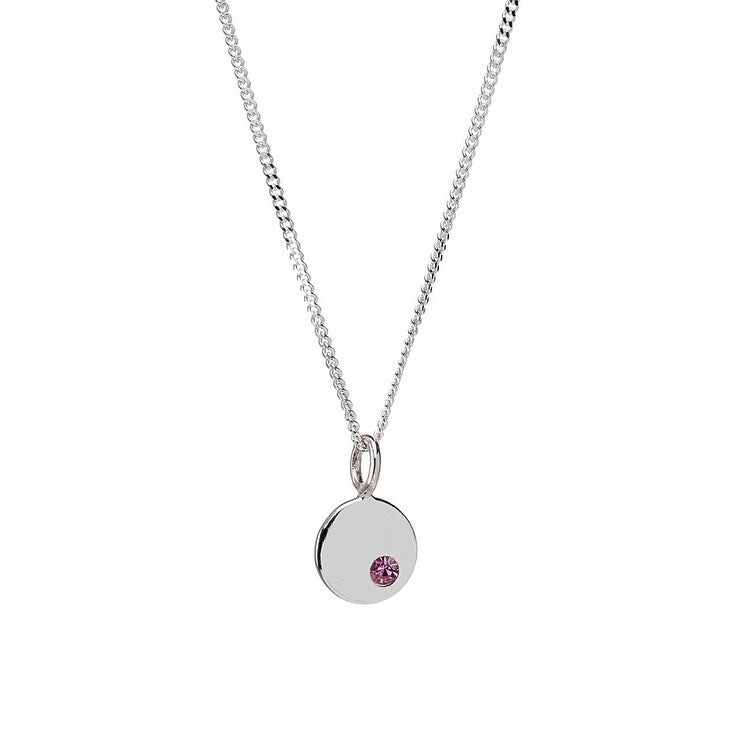 Sterling Silver Birthstone Round Pendant Necklace