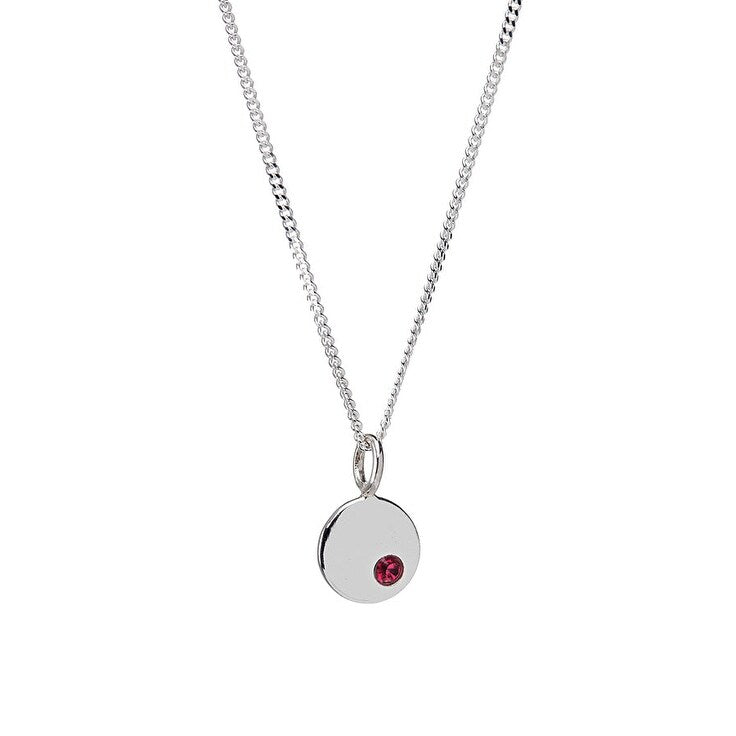 Sterling Silver Birthstone Round Pendant Necklace