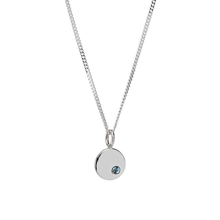 Sterling Silver Birthstone Round Pendant Necklace