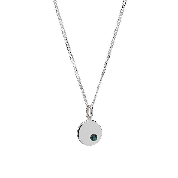 Sterling Silver Birthstone Round Pendant Necklace