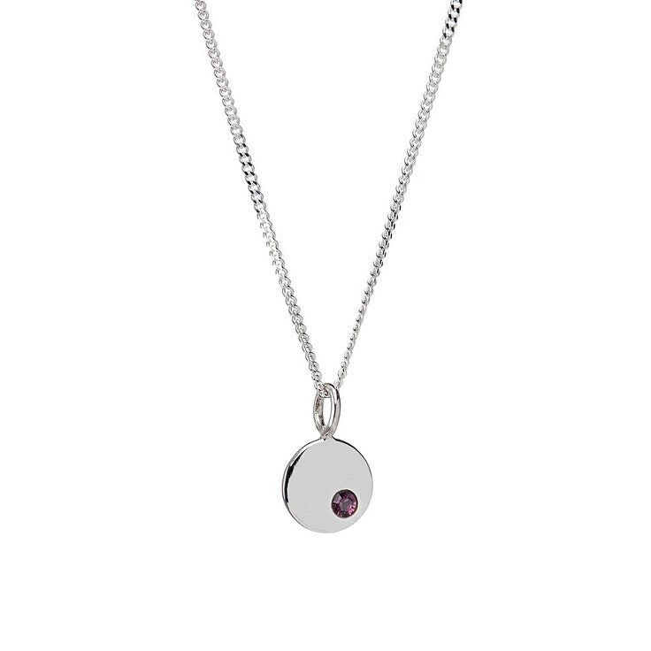 Sterling Silver Birthstone Round Pendant Necklace