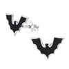 Sterling Silver Black Bat Stud Earrings