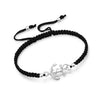 Sterling Silver Black Braided Anchor Adjustable Bracelet