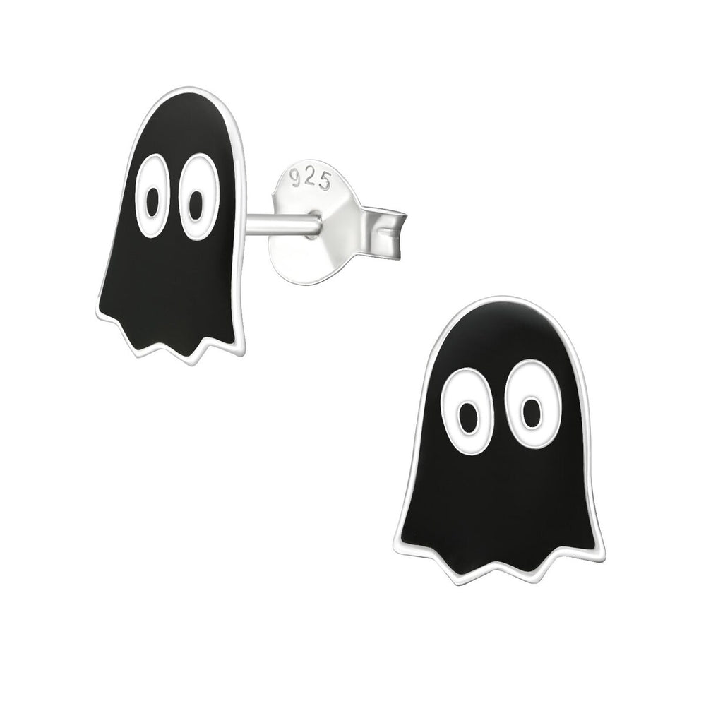 Sterling Silver Black Ghost Stud Earrings