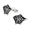 Sterling Silver Black Spiders Web Stud Earrings