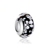 Sterling Silver Black White Floral Glass Bead Charm